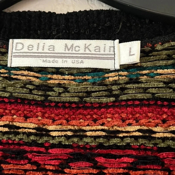 Delia McKain Women’s Vintage Chenille Button Front Vest Cardigan. FairIsle. SzL - Picture 3 of 10